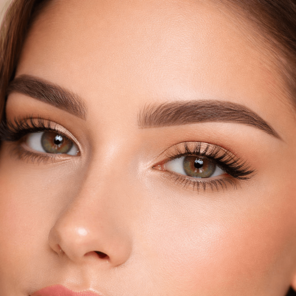 Joli regard avec maquillage permanent sourcils poudrés