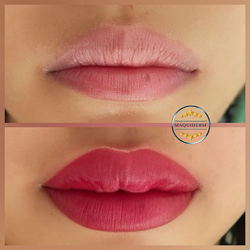 photo de maquillage permanent des lèvres avant après