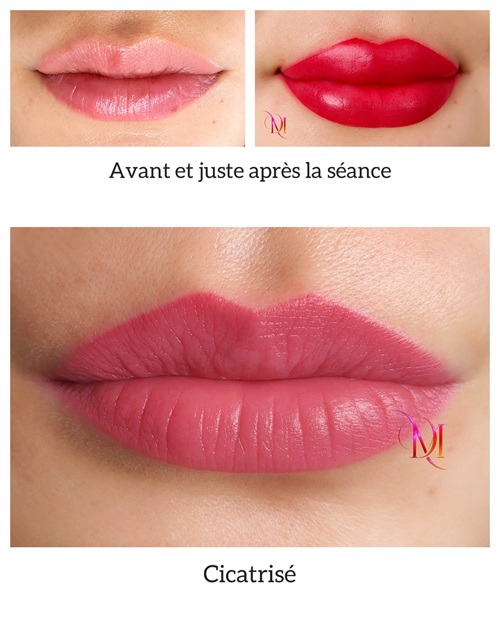 Résultat du maquillage permanent des lèvres avant-après